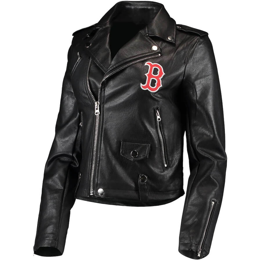 MLB Black Boston Red Sox Leather Jacket (1) MLB Black Boston Red Sox Leather Jacket