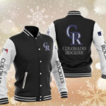 MLB Black Colorado Rockies Baseball Varsity Jacket