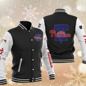 MLB Black Philadelphia Phillies Baseball Varsity Jacket