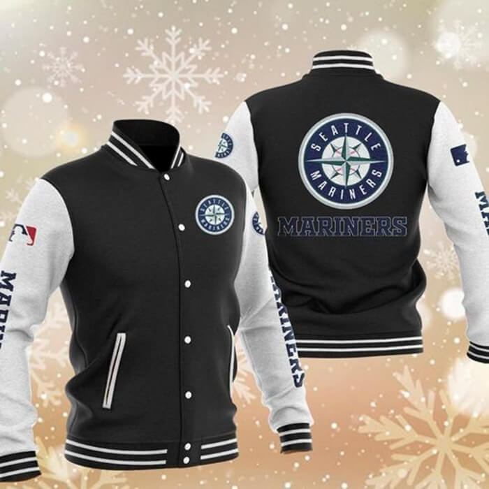 MLB Black Seattle Mariners Baseball Varsity Jacket MLB Black Seattle Mariners Baseball Varsity Jacket