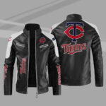 MLB Black White Minnesota Twins Block Leather Jacket