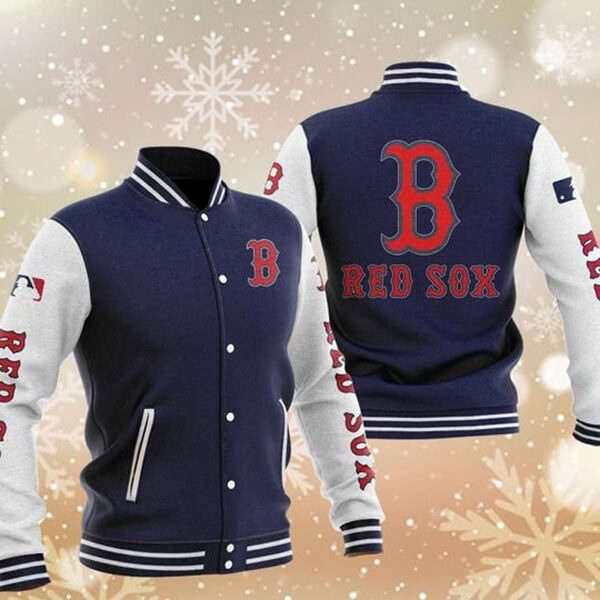 MLB Blue Boston Red Sox Baseball Varsity Jacket MLB Blue Boston Red Sox Baseball Varsity Jacket
