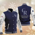 MLB Blue Colorado Rockies Baseball Varsity Jacket