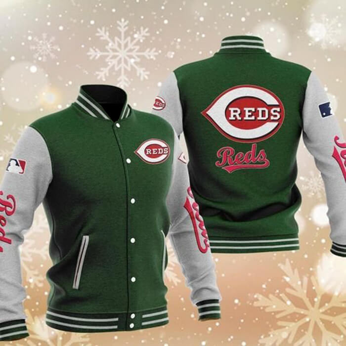 MLB Green Cincinnati Reds Baseball Varsity Jacket MLB Green Cincinnati Reds Baseball Varsity Jacket