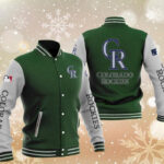 MLB Green Colorado Rockies Baseball Varsity Jacket