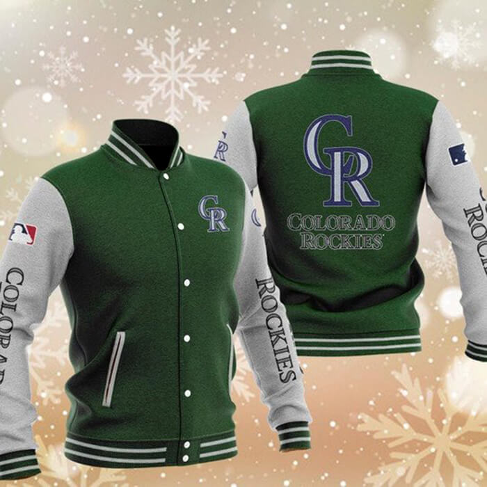 MLB Green Colorado Rockies Baseball Varsity Jacket MLB Green Colorado Rockies Baseball Varsity Jacket