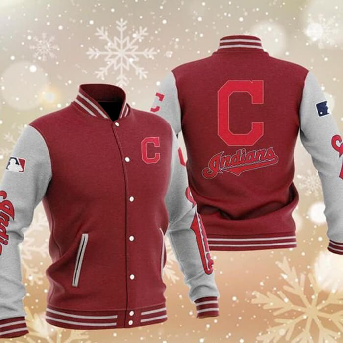 MLB Maroon Cleveland Indians Baseball Varsity Jacket MLB Maroon Cleveland Indians Baseball Varsity Jacket