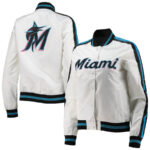 MLB Miami Marlins White Hometown Satin Jacket
