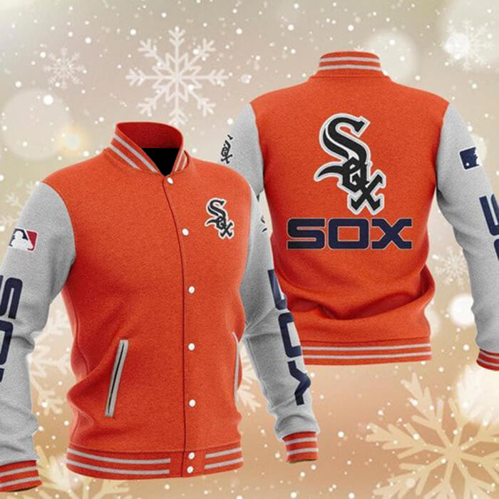 MLB Orange Chicago White Sox Baseball Varsity Jacket MLB Orange Chicago White Sox Baseball Varsity Jacket