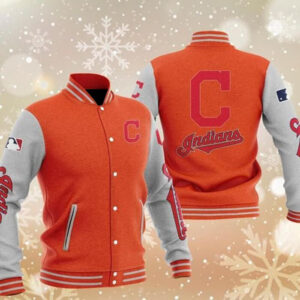 MLB Orange Cleveland Indians Baseball Varsity Jacket