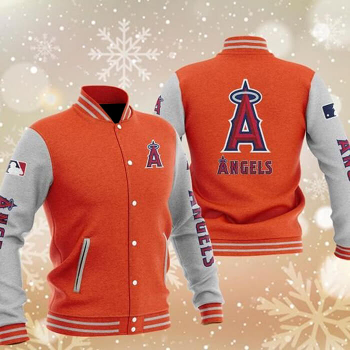 MLB Orange Los Angeles Angels Baseball Varsity Jacket MLB Orange Los Angeles Angels Baseball Varsity Jacket