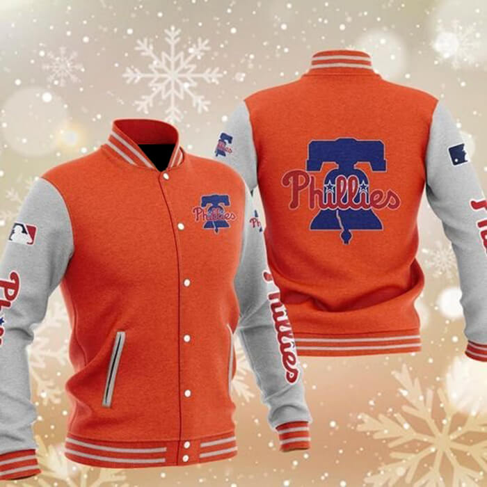 MLB Orange Philadelphia Phillies Baseball Varsity Jacket MLB Orange Philadelphia Phillies Baseball Varsity Jacket
