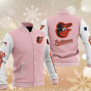 MLB Pink Baltimore Orioles Baseball Varsity Jacket