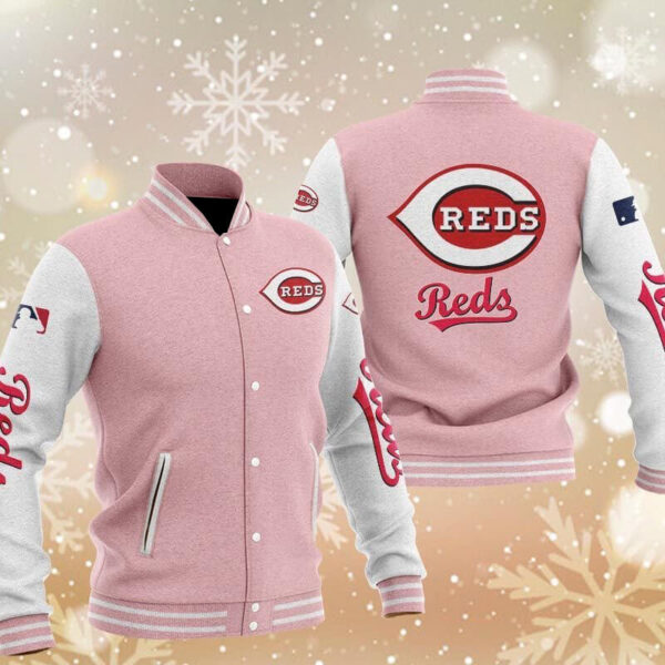 MLB Pink Cincinnati Reds Baseball Varsity Jacket - Maker of Jacket
