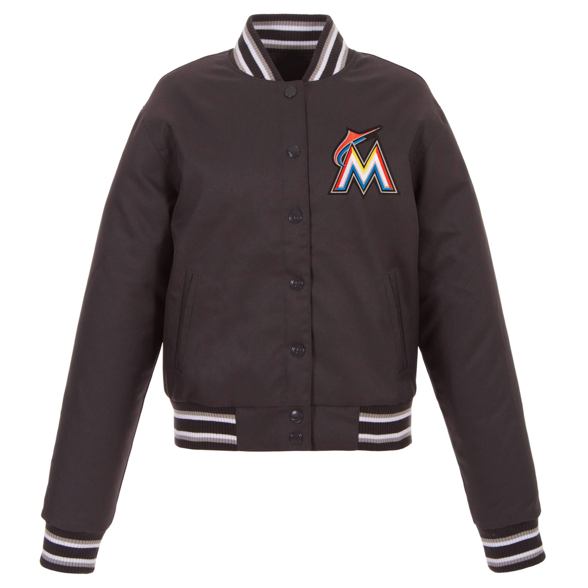 MLB Team Miami Marlins Charcoal Textile Jacket (1) MLB Team Miami Marlins Charcoal Textile Jacket