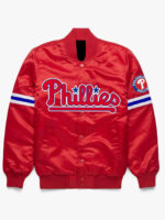 MLB Team Philadelphia Phillies Red Satin Jacket