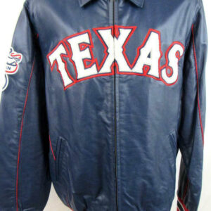MLB Texas Rangers Blue Leather Jacket