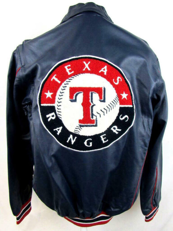 MLB Texas Rangers Blue Leather Jacket
