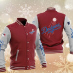 Maroon Los Angeles Dodgers Baseball Varsity Jacket