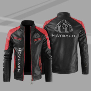 Maybach Color Block Red Black Leather Jacket