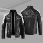 Maybach Color Block White Black Leather Jacket