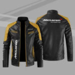 Mclaren Block Yellow Black Leather Jacket