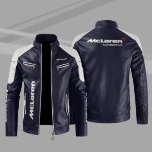 Mclaren Color Block Blue White Leather Jacket