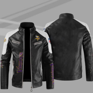 Minnesota Vikings Block White Black NFL Leather Jacket