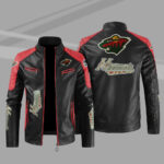 Minnesota Wild Block Red Black Leather Jacket