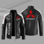 Mitsubishi Color Block White Black Leather Jacket