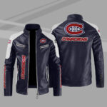 Montreal Canadiens Block Blue White Leather Jacket