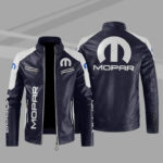 Mopar Color Block Blue White Leather Jacket