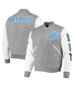NFL Detroit Lions Gray And White Varsity Jacket