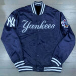 Navy Script New York Yankees Satin Jacket