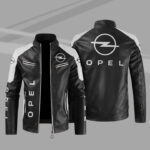 Opel Block White Black Leather Jacket