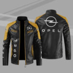 Opel Color Block Yellow Black Leather Jacket