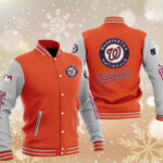 Orange Washington Nationals Baseball Varsity Jacket