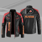 Philadelphia Flyers Block Red Black Leather Jacket