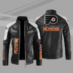 Philadelphia Flyers Block White Black NHL Leather Jacket