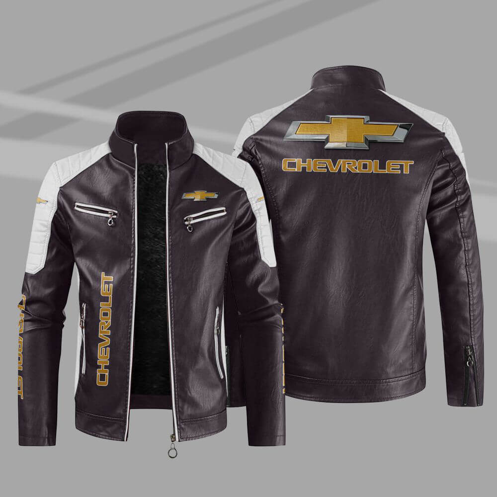 Purple White Chevrolet Block Leather Jacket (1) Purple White Chevrolet Block Leather Jacket