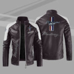 Purple White Ford Mustang Block Leather Jacket