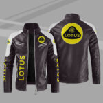 Purple White Lotus Block Leather Jacket