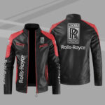 Rolls Royce Black Red Color Block Leather Jacket