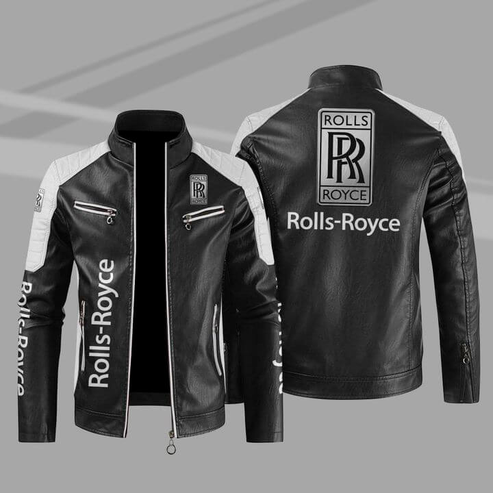 Rolls Royce Color Block Black White Leather Jacket (1) Rolls Royce Color Block Black White Leather Jacket