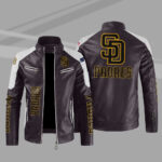San Diego Padres Block Brown White Leather Jacket