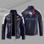 Toronto Blue Jays Block Blue White MLB Leather Jacket