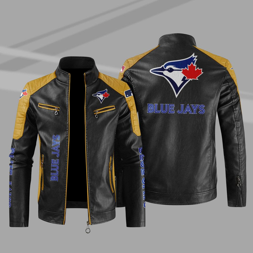 Toronto Blue Jays Block Yellow Black MLB Leather Jacket (2) Toronto Blue Jays Block Yellow Black MLB Leather Jacket