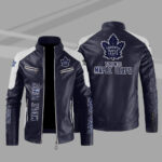 Toronto Maple Leafs Block Blue White Leather Jacket