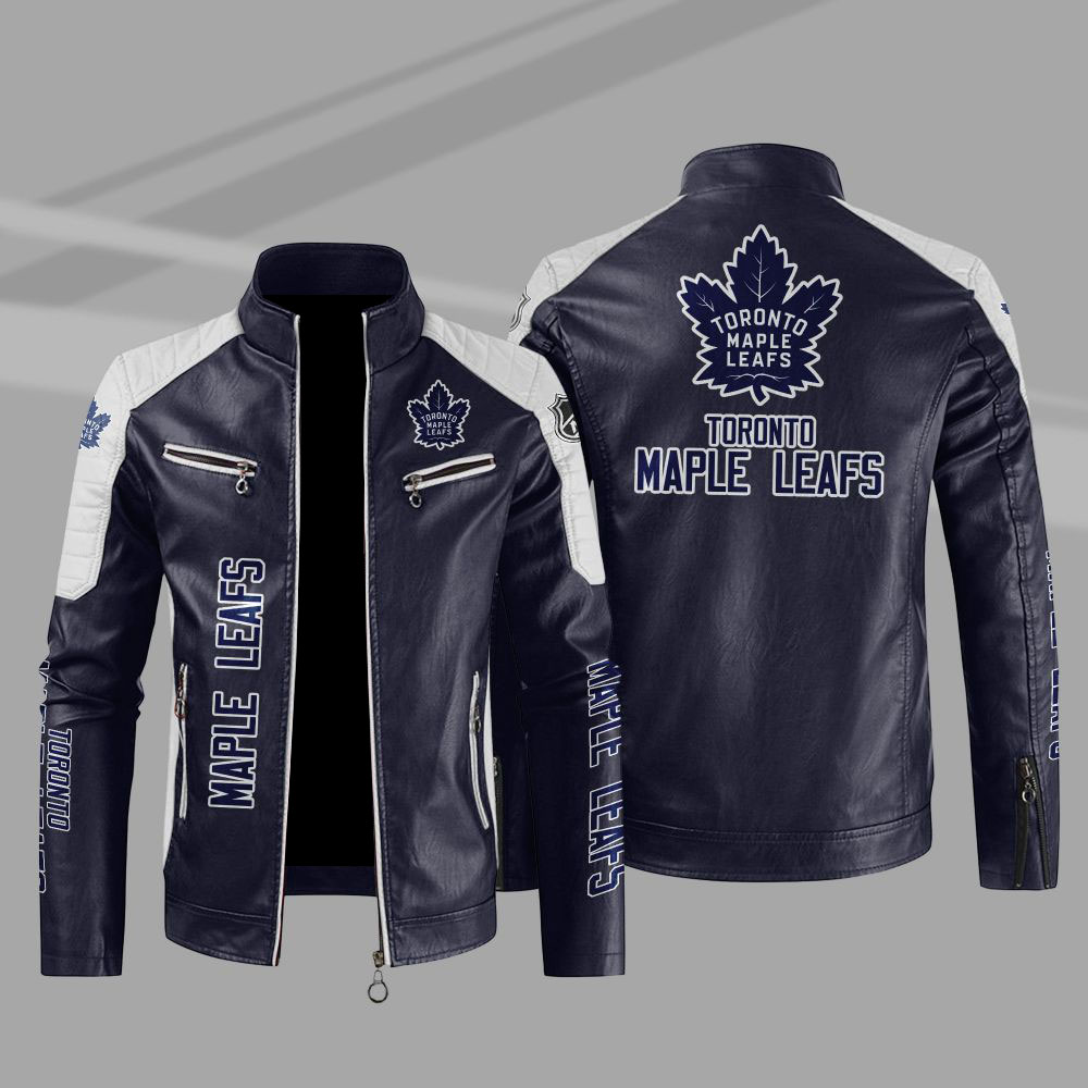 Toronto Maple Leafs Block Blue White Leather Jacket Toronto Maple Leafs Block Blue White Leather Jacket
