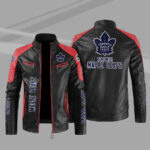 Toronto Maple Leafs Block Red Black Leather Jacket
